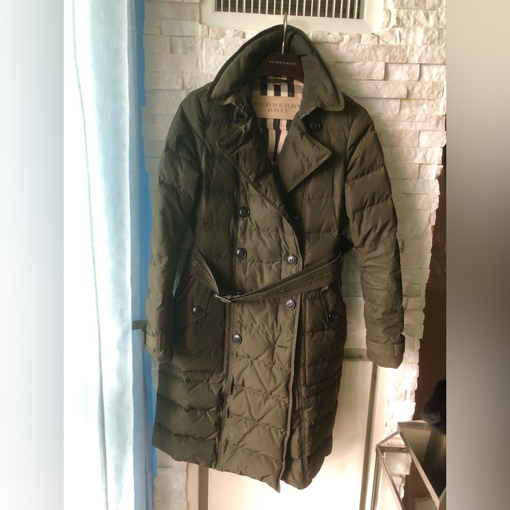 Burberry Brit Olive Jacket with Check Interior